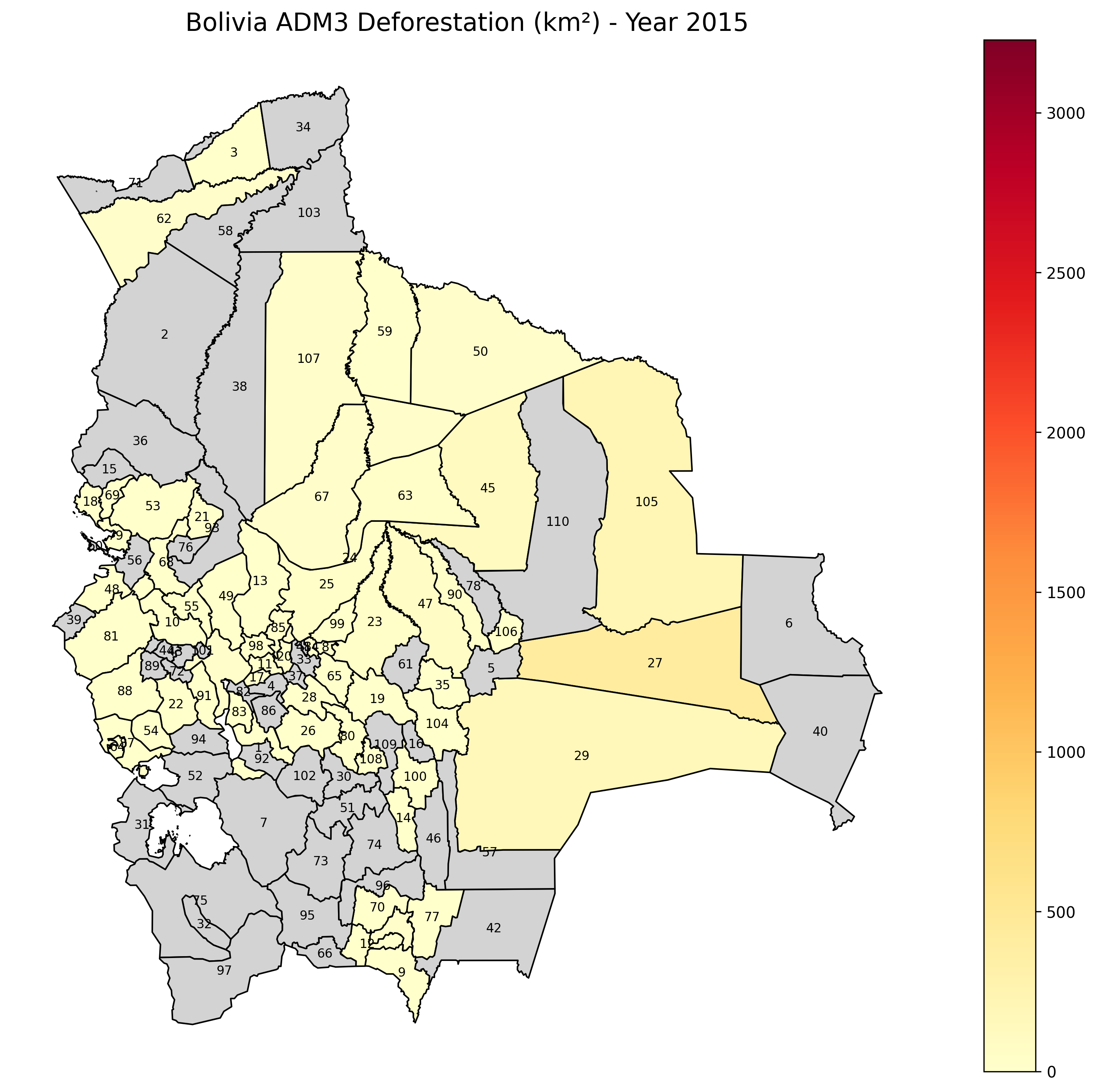 Bolivia Deforestation Map 2015