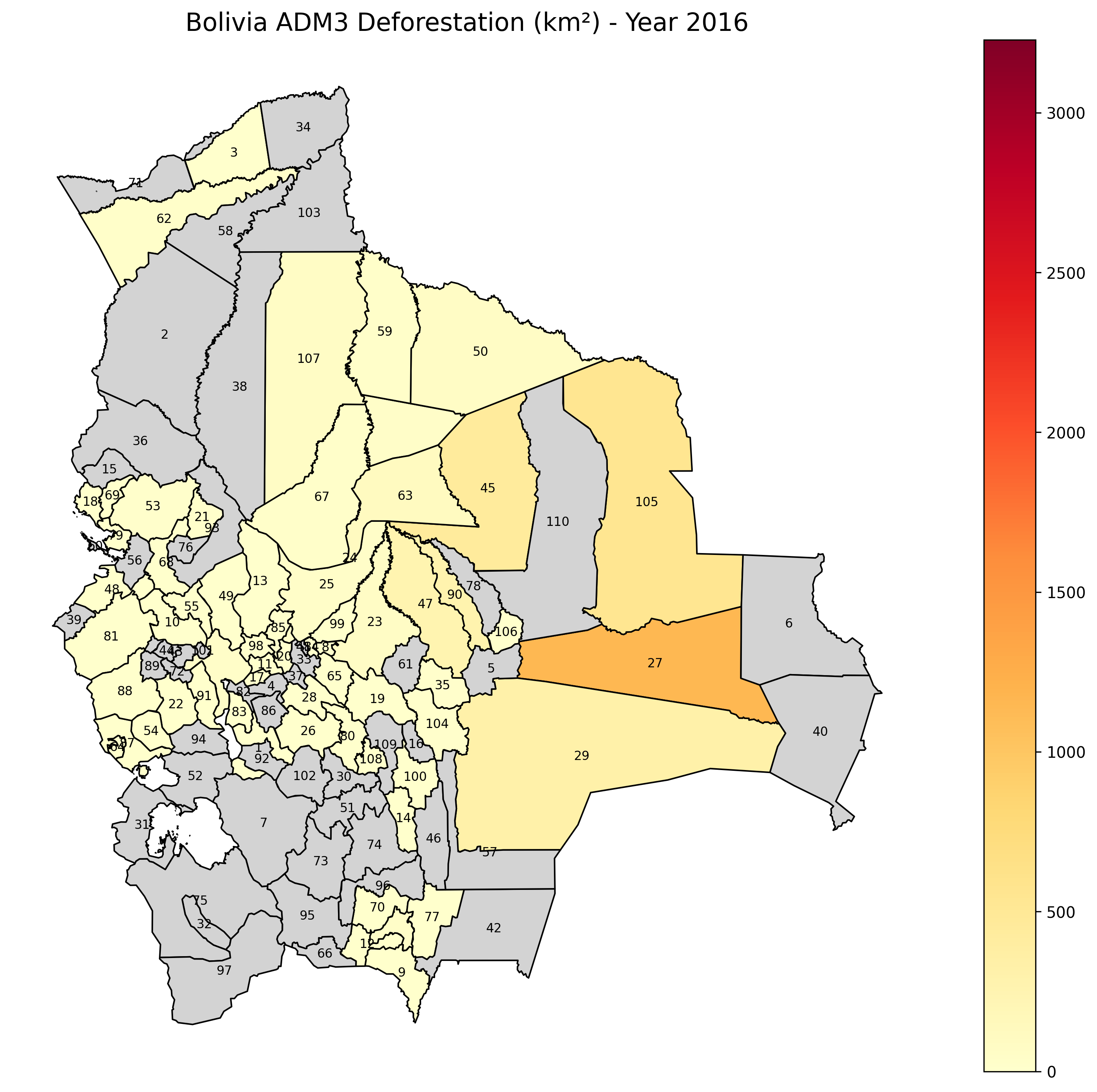 Bolivia Deforestation Map 2016