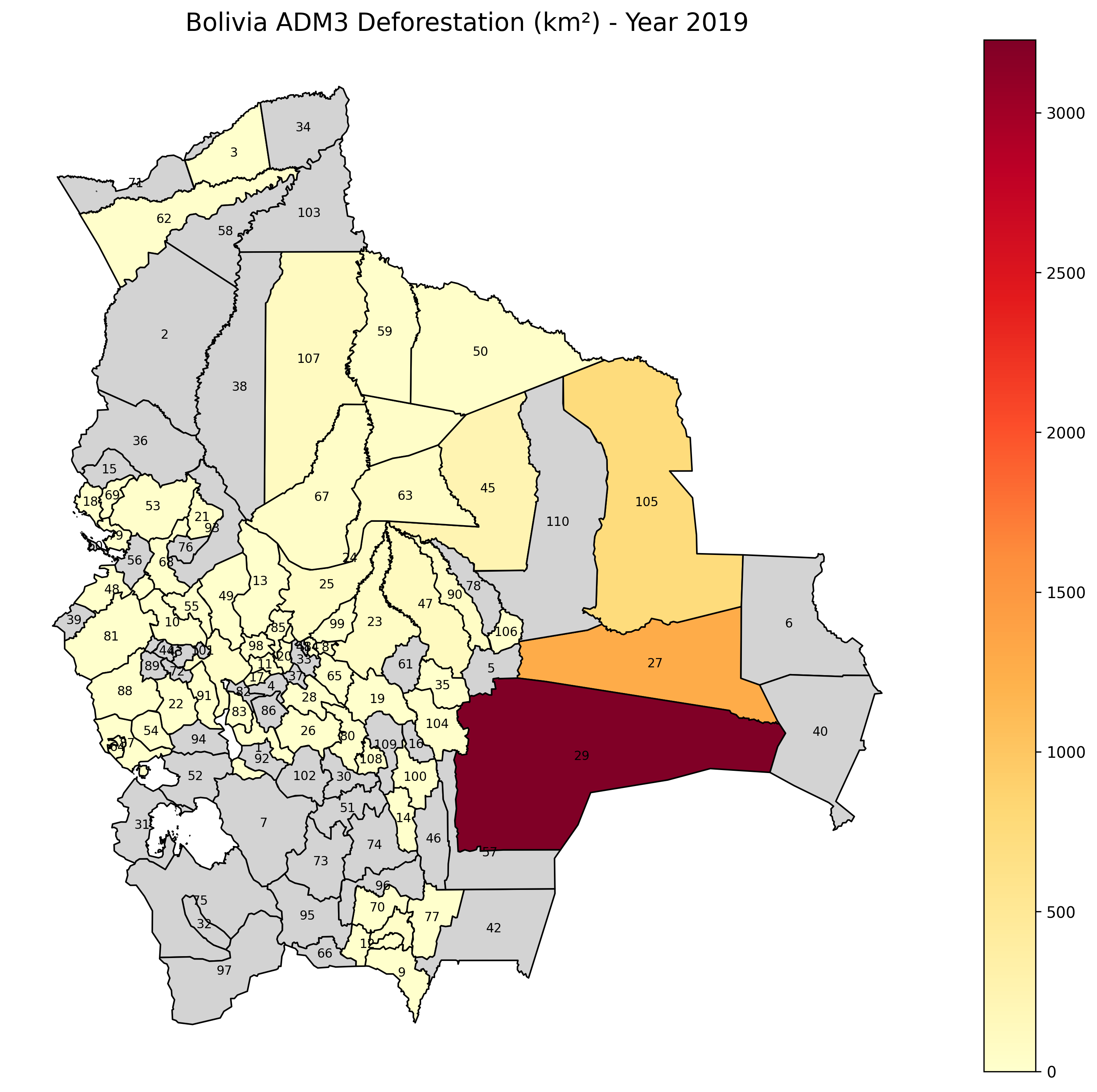 Bolivia Deforestation Map 2019