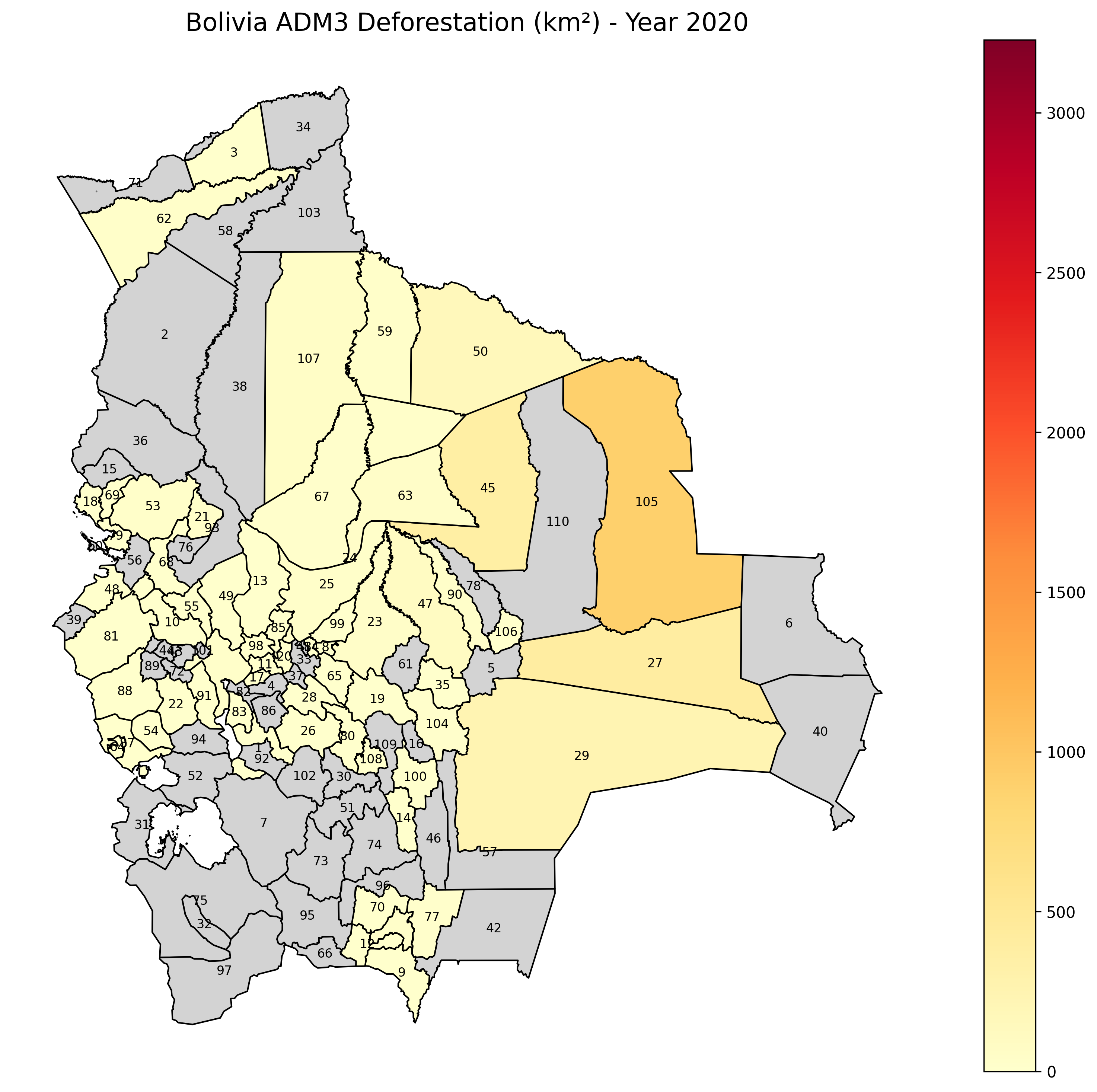 Bolivia Deforestation Map 2020