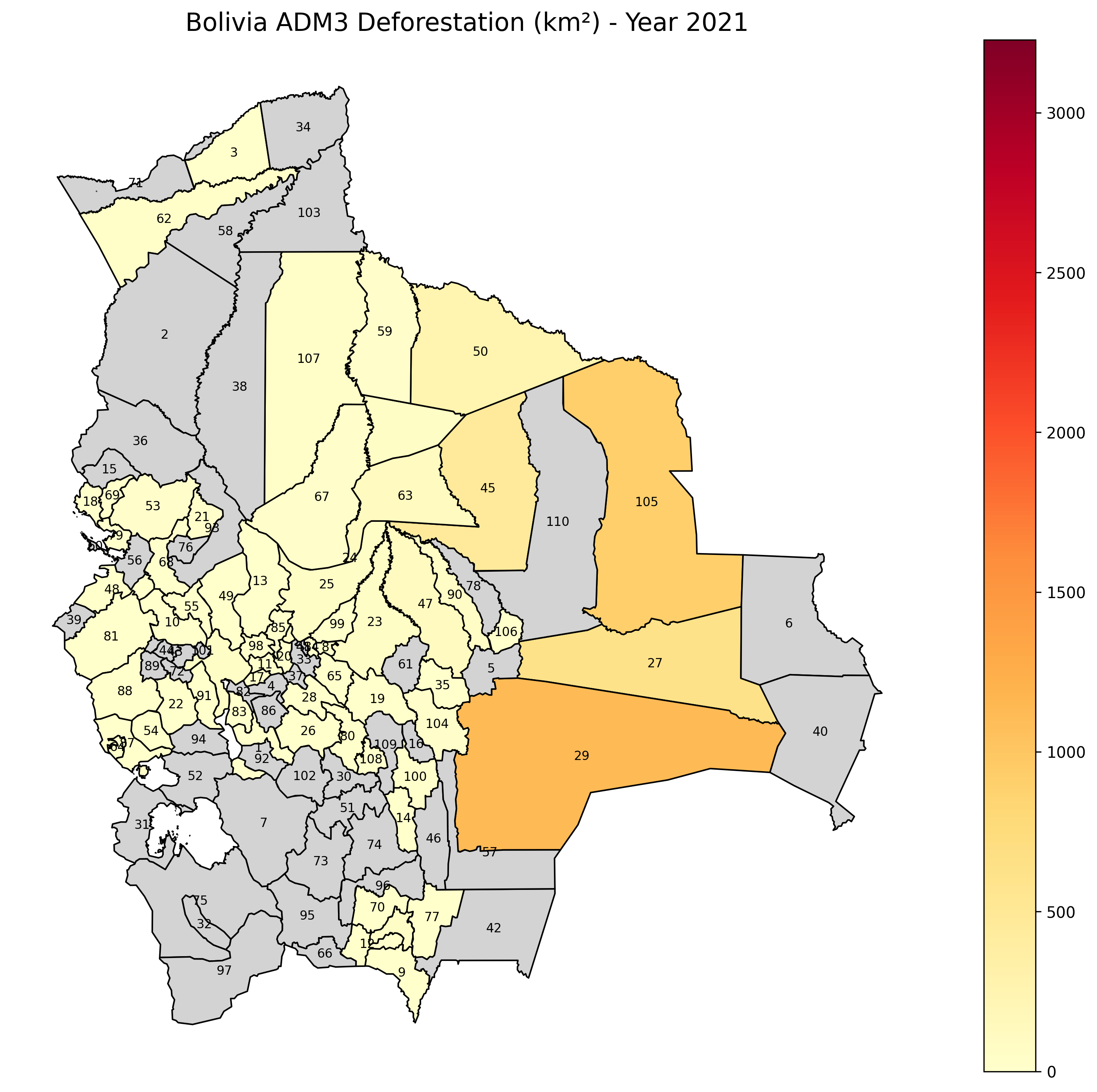 Bolivia Deforestation Map 2021
