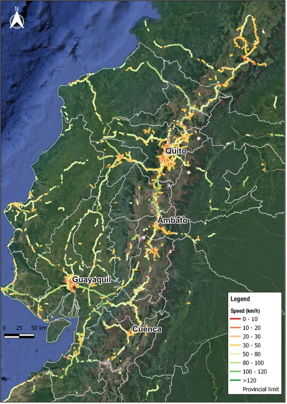 Average Vehicle Speeds by Location in Ecuador